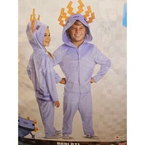 Minecraft‎ Axolotl Child Costume Hooded Jumpsuit Size L 10-12 Halloween